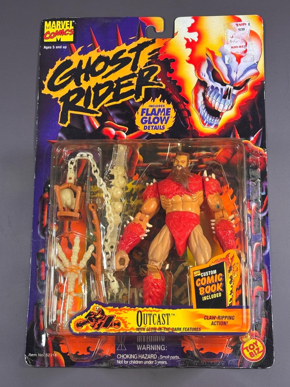 1996 Marvel Toybiz Ghost Rider 6" Outcast w/ Claw Ripping Action Figure New